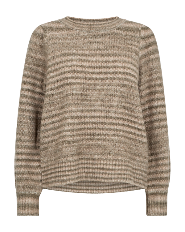 FQPULZY - KNIT PULLOVER WITH STRIPES - GREEN AND BEIGE Angebot