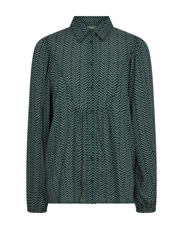FQADNEY - BLOUSE WITH PATTERN - GREEN AND WHITE Zu verkaufen