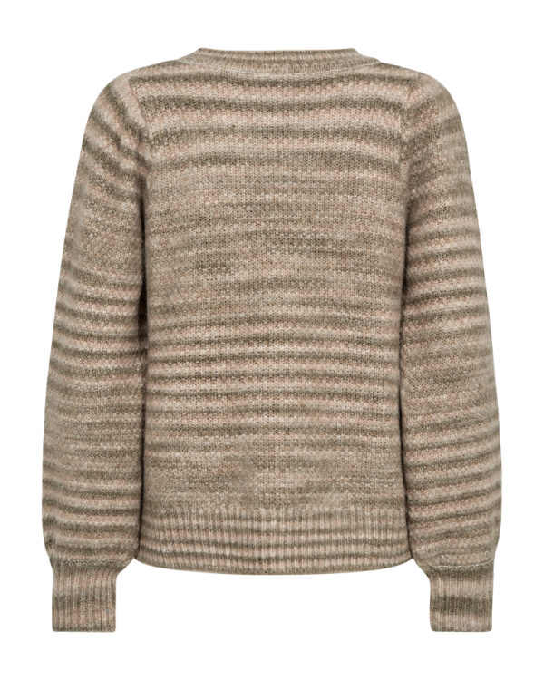 FQPULZY - KNIT PULLOVER WITH STRIPES - GREEN AND BEIGE Angebot – Bild 2