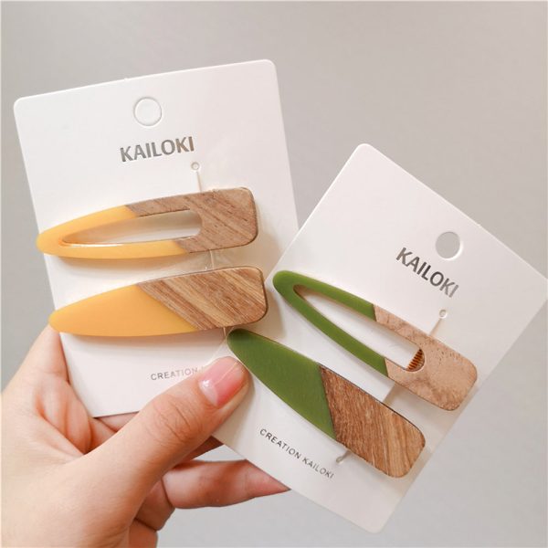 2020 New Fashion Women Stitching Wood Hair Clips Hair Clip Geometric Barrettes Hairpin Clips Hair Styling Accessories Angebot